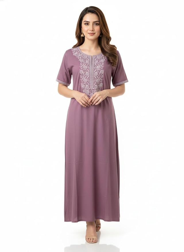 Embroidered Kaftan Nighty