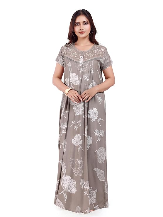 Floral Front-Pleated Nighty