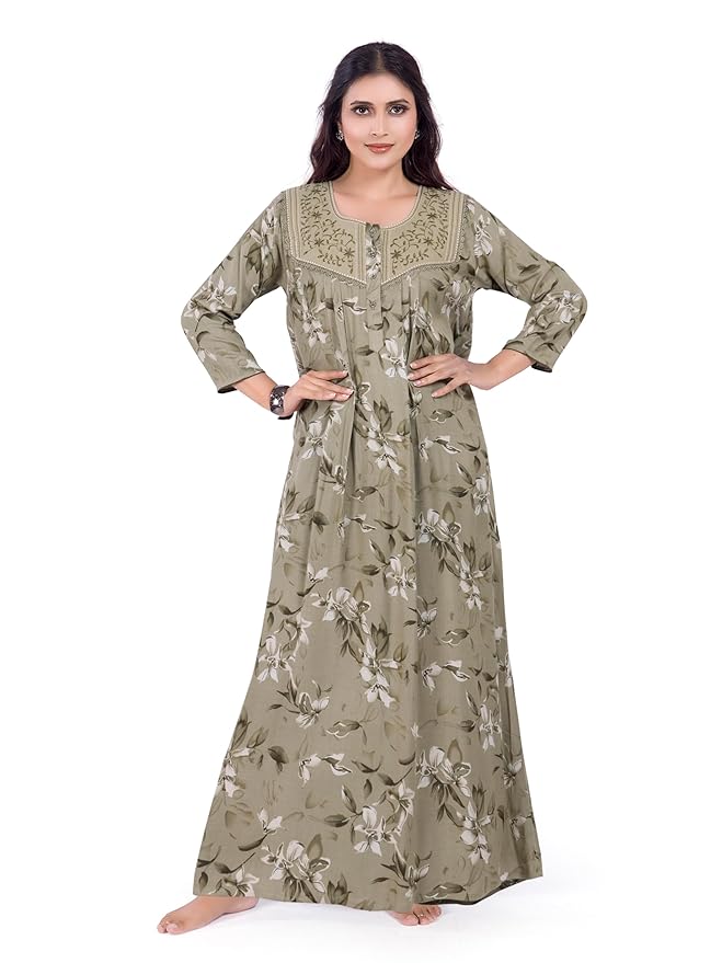Full-Sleeved Floral Nighty