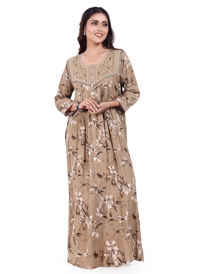 Full-Sleeved Floral Nighty