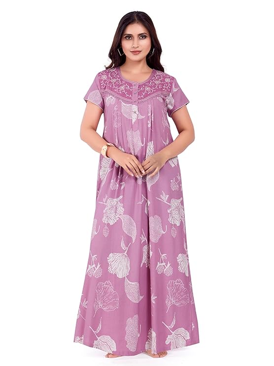 Floral Front-Pleated Nighty