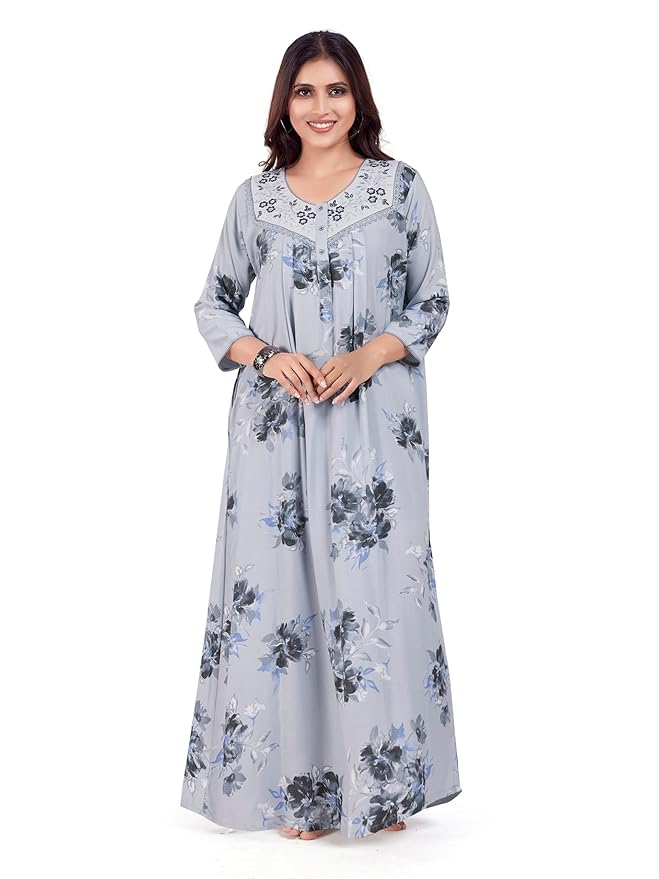 Full-Sleeved Floral Nighty