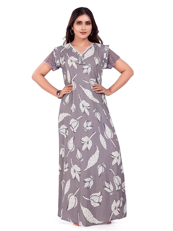 Frilled Lace Sleeved Nighty