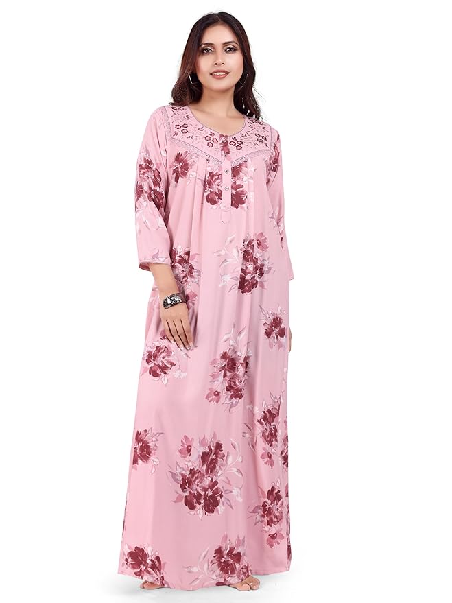 Full-Sleeved Floral Nighty